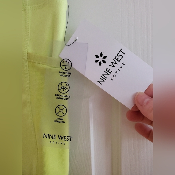 NWT NINE WEST ACTIVE NEON YELLOW BIKER SHORTS WITH POCKET SIZE SMALL - Picture 4 of 6